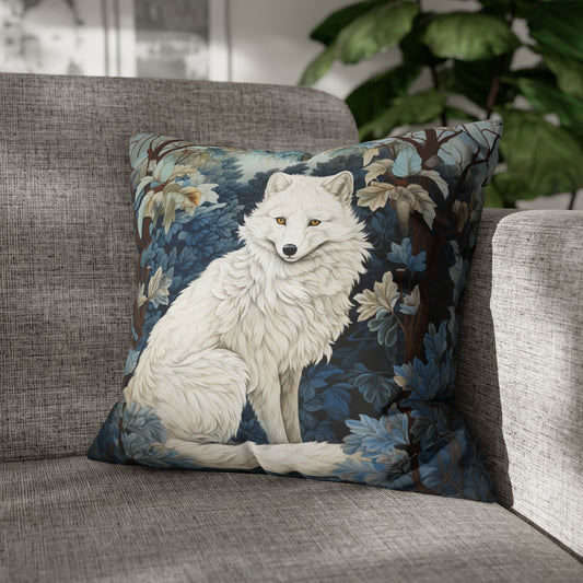 Enchanted Snow Fox Pillow William Morris Inspired