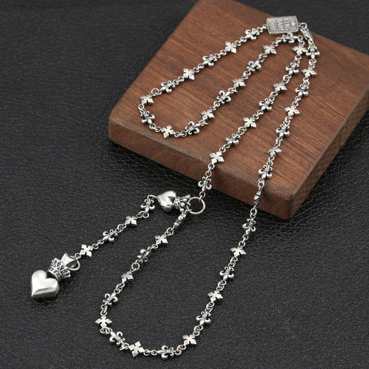 Crown Heart Angel Wing Fler De Lis Necklace