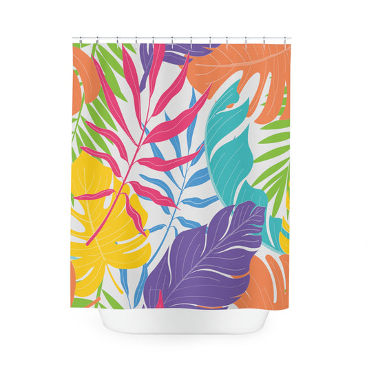 Summer Floral Leaves Shower Curtain