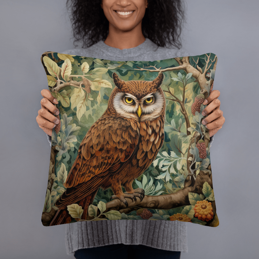 Woodland Owl in Forest Pillow