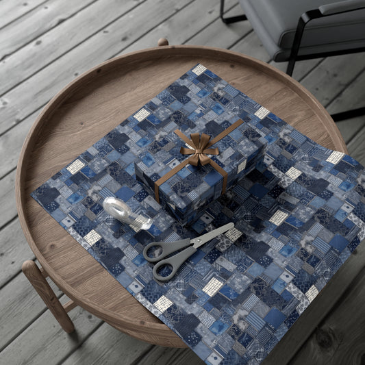 Denim Patchwork Pattern Gift Wrap Paper (3)