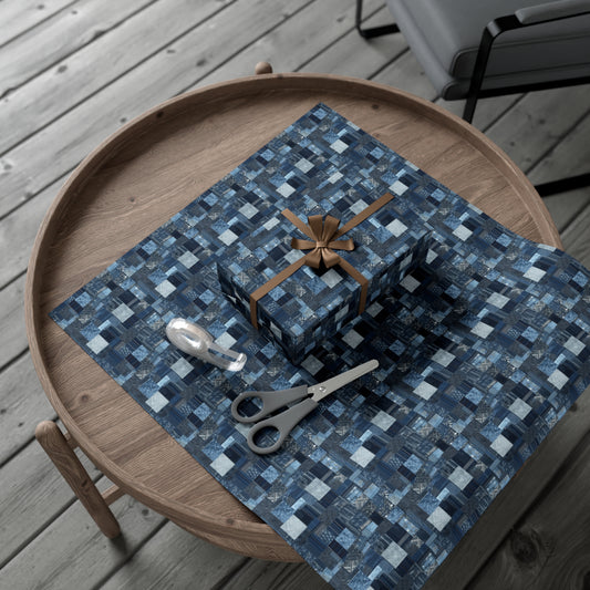 Denim Patchwork Pattern Gift Wrap Paper (2)