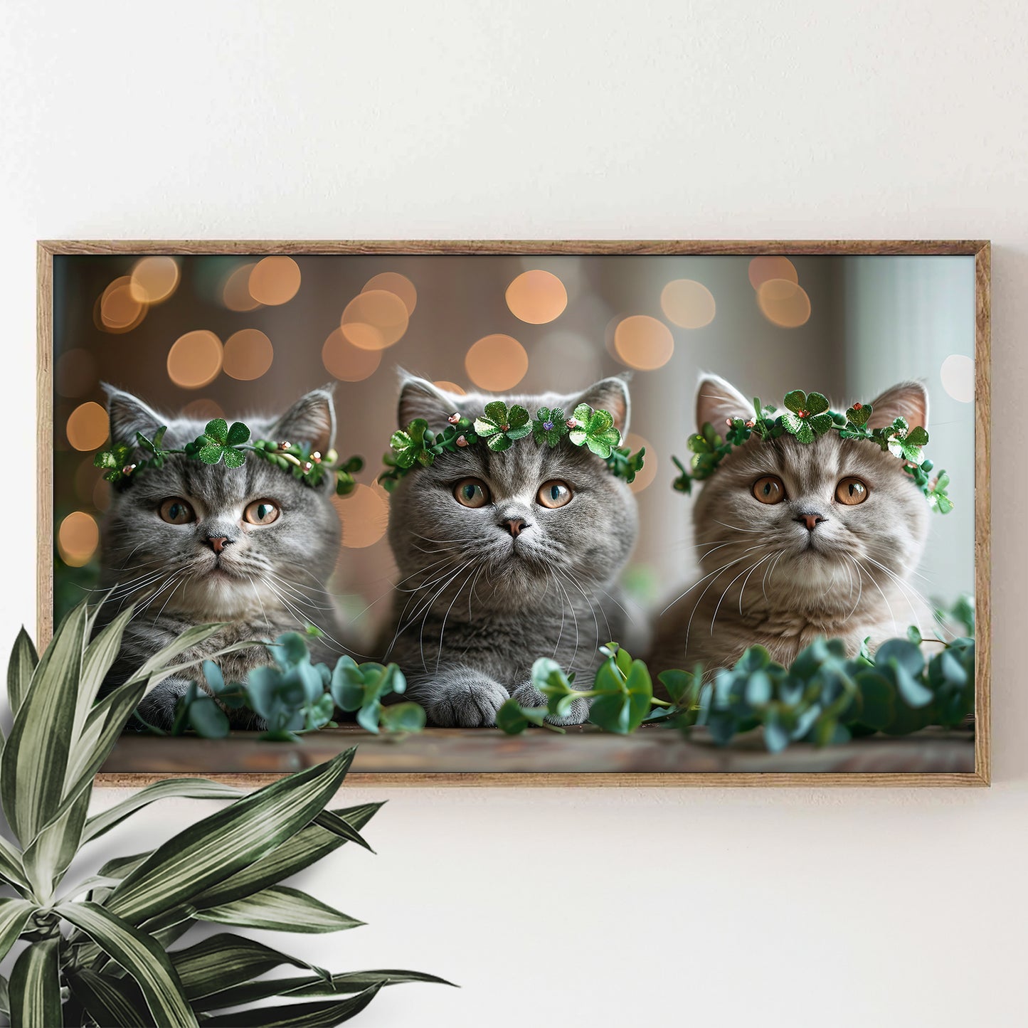 Cute British Shorthair St. Patrick's Day Frame TV Art Wallpaper
