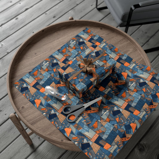Denim Patchwork Pattern Gift Wrap Paper (5)