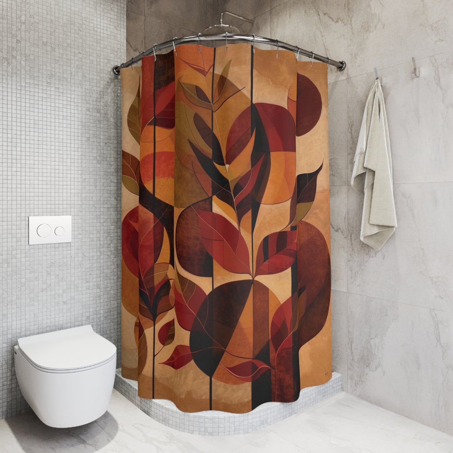 Abstract Fall Leaves Modern Shower Curtain