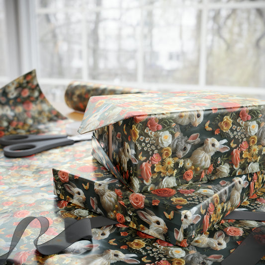 Bunny Flowers Embroidery Wrapping Paper