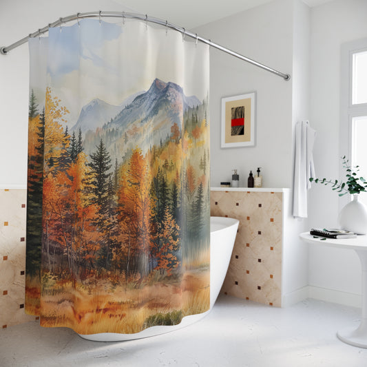 Autumn Trees Mountain Shower Curtain Bathroom Decor