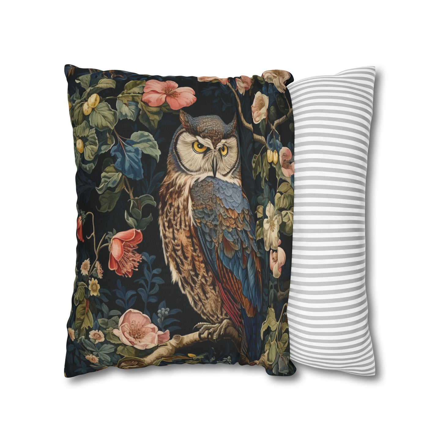 Enchanted Owl Floral Pillow William Morris Inspired