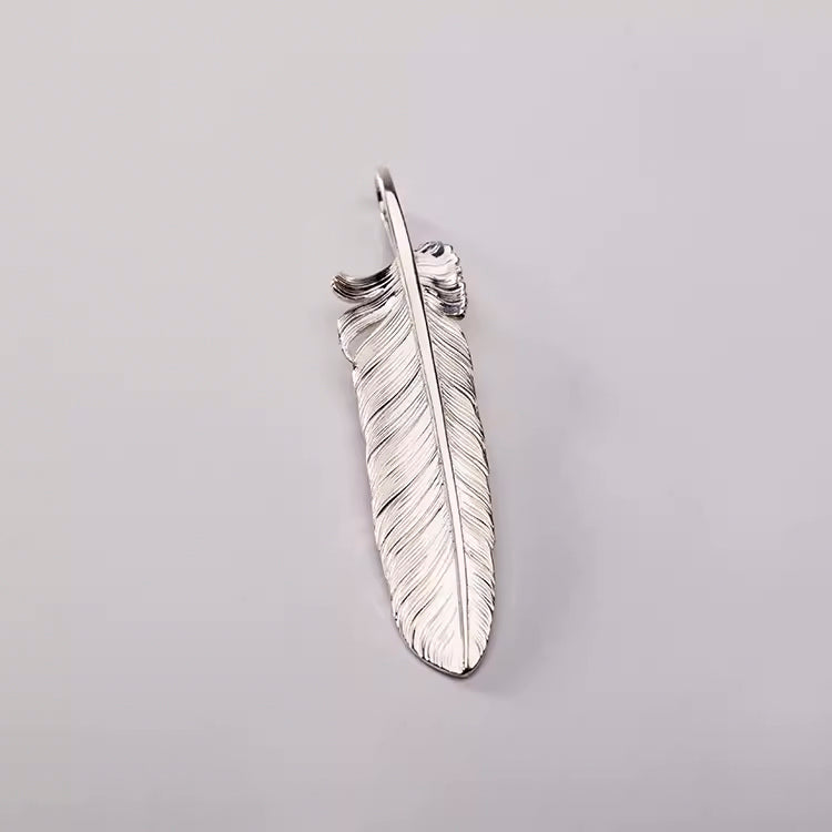 Silver Feather Pendant S925 Handcrafted