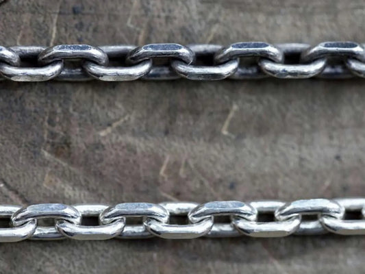 4.5mm 4mm Cornered Chain Fish Hook Clasp Sterling Silver Necklace