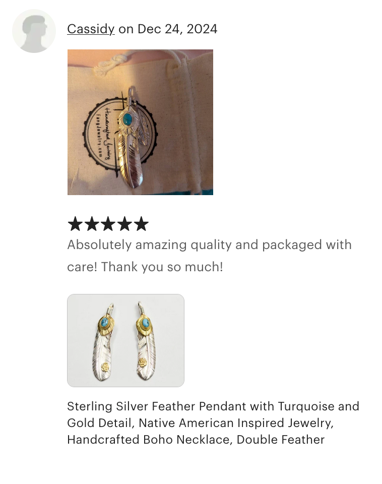 Silver Feather Natural Turquoise Pendant