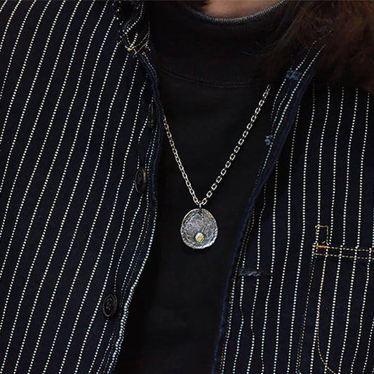 Eagle Thunder Medallion Pendant Silver with 18K Gold Emblem