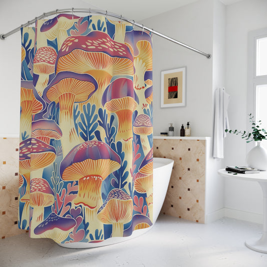 Abstract Mushroom Patterns Shower Curtain Bathroom Decor