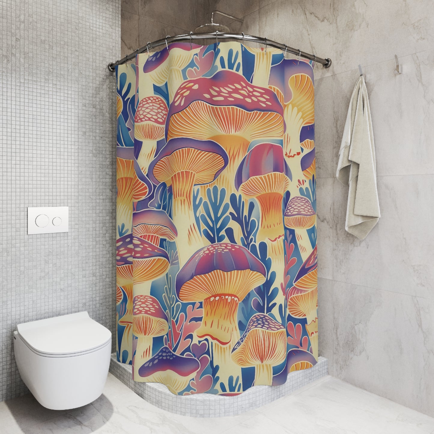 Abstract Mushroom Patterns Shower Curtain Bathroom Decor