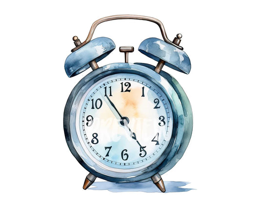 Watercolor Alarm Clock Clipart