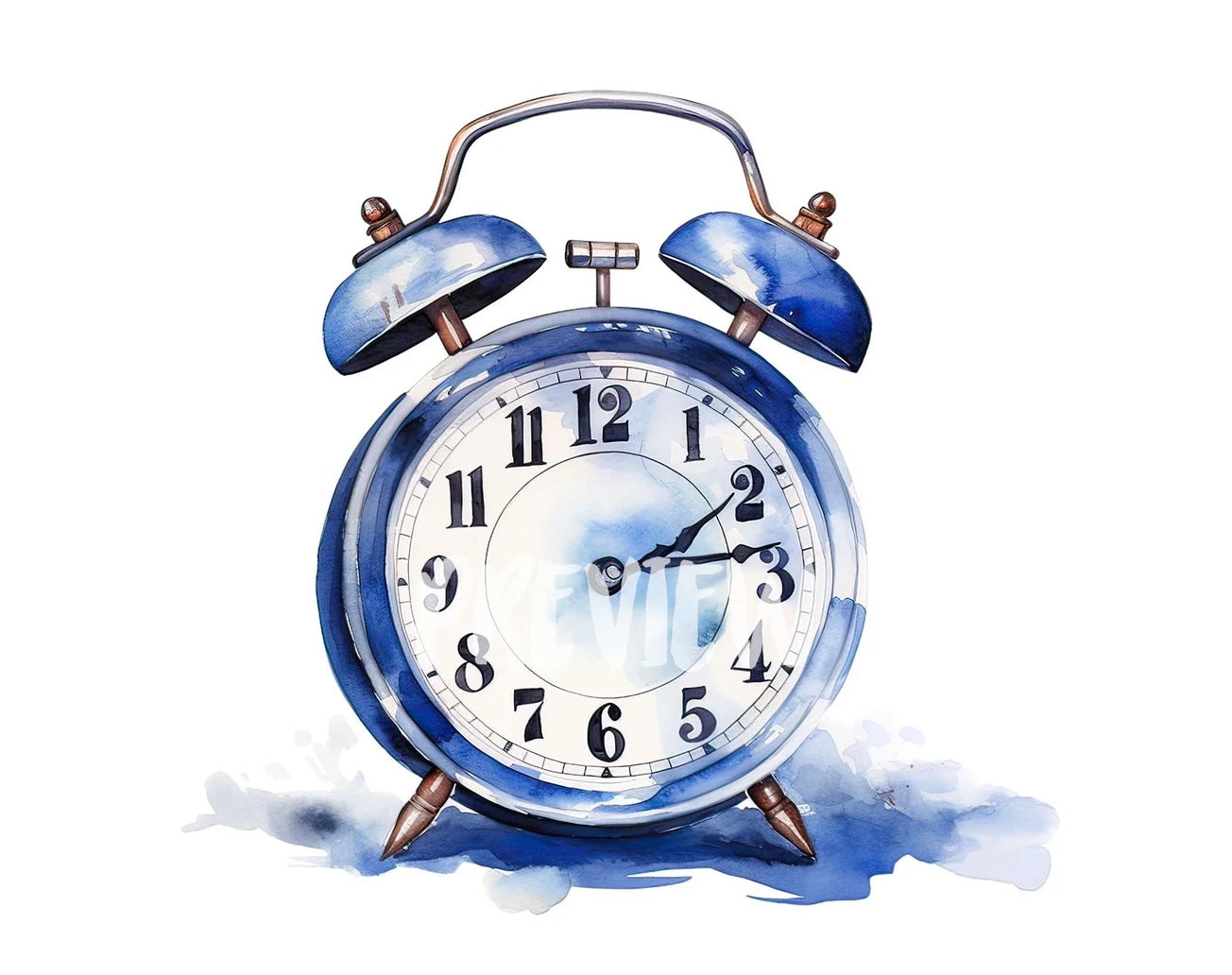 Watercolor Alarm Clock Clipart