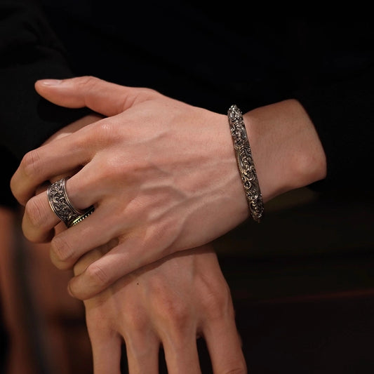 Handcrafted Arabesque Silver Cuff Bracelet