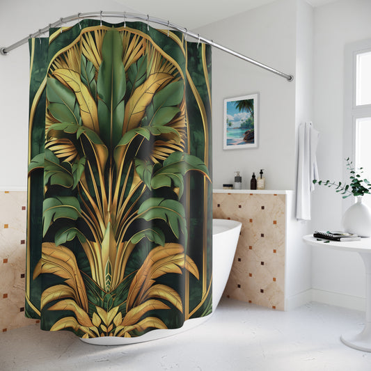 Banana Leaves Palm Tree Tropical Bathtub Shower Curtain