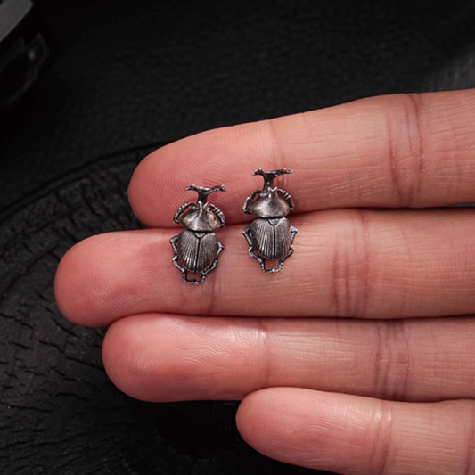 Rhinoceros Beetle Insect Stud Earrings