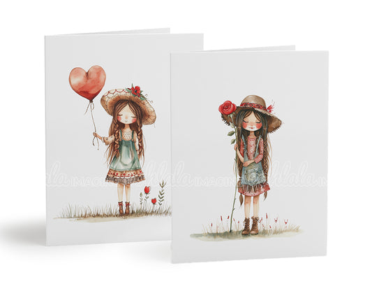Boho-Chic Girl Valentine Illustration