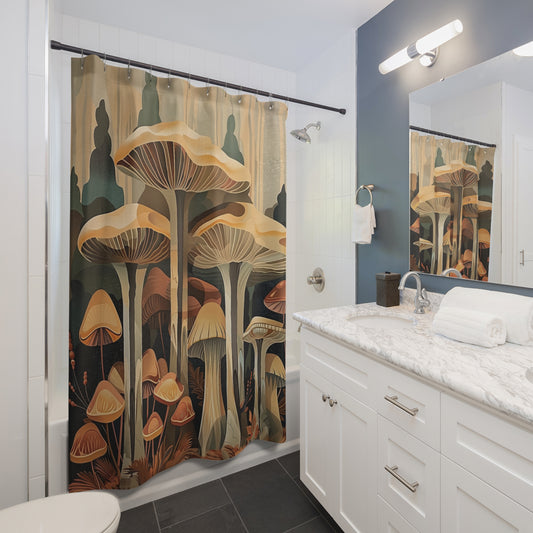 Boho Mushroom Forest Shower Curtain Bathroom Decor