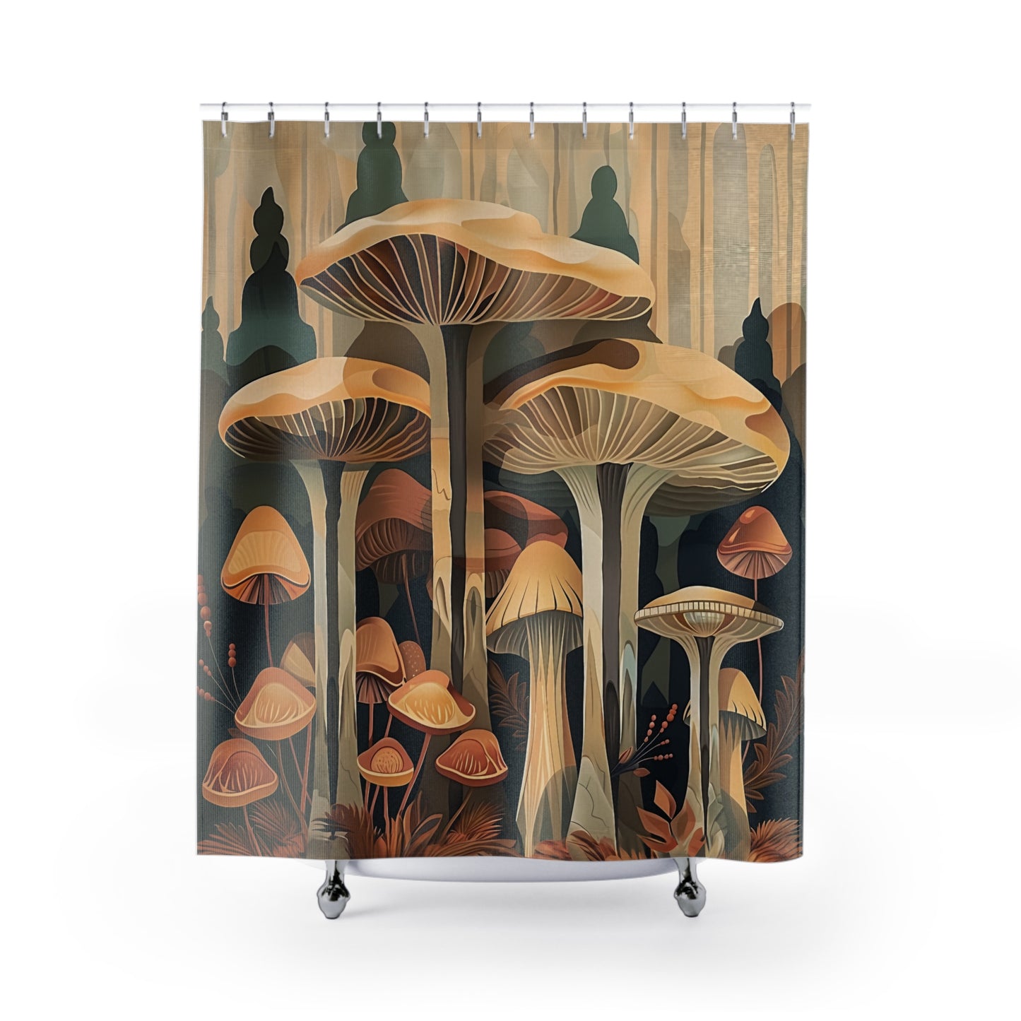 Boho Mushroom Forest Shower Curtain Bathroom Decor