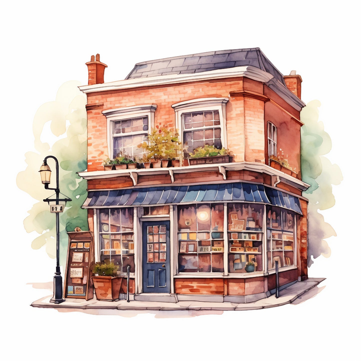 Watercolor Bookshop Clipart