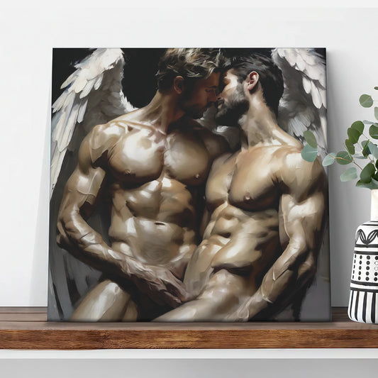 Divine Encounter: Angelic Male Love - Canvas Wall Art