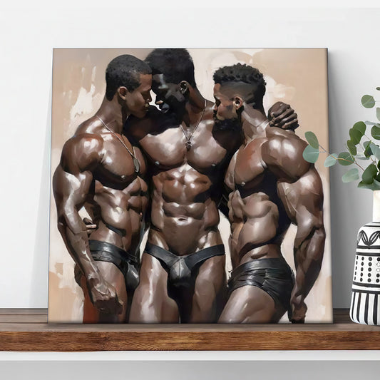 Trio Man Hugging - Matte Canvas Wall Art