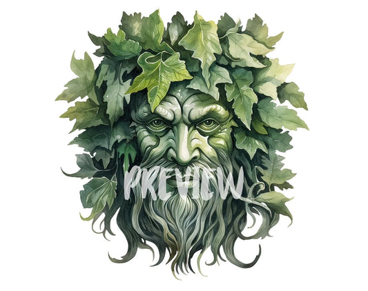Celtic Green Man Watercolor Illustrations