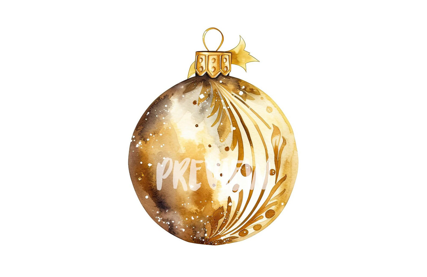 Watercolor Gold and White Christmas Ball clipart