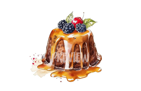 Watercolor British pudding