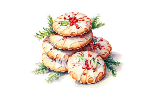 Watercolor Christmas Butter Cookies clipart