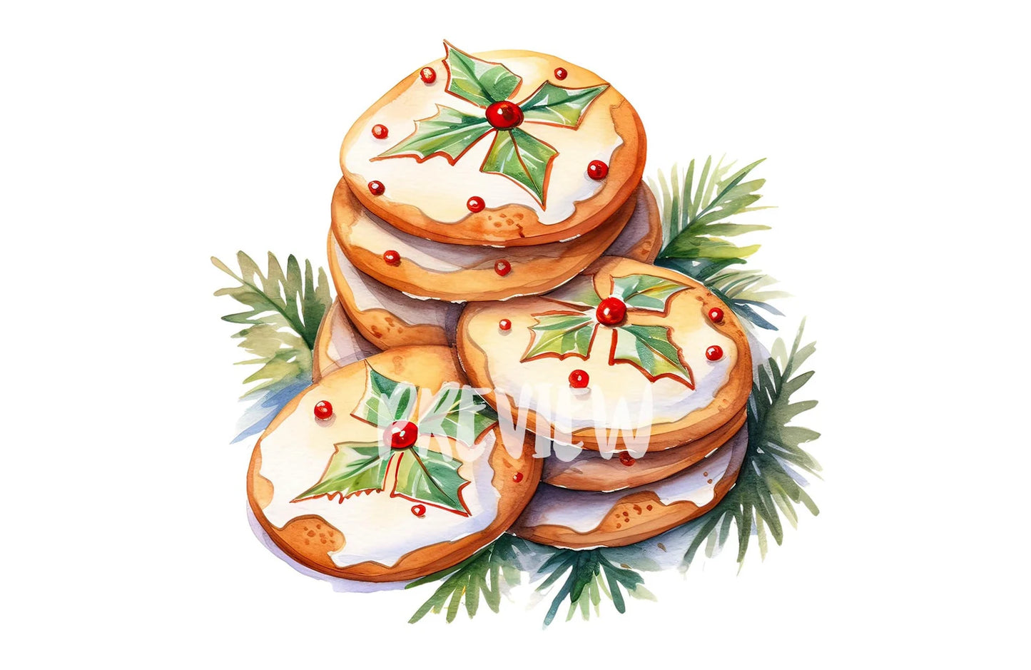Watercolor Christmas Butter Cookies clipart