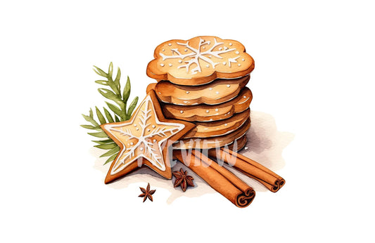 Watercolor Christmas Cinnamon cookies clipart
