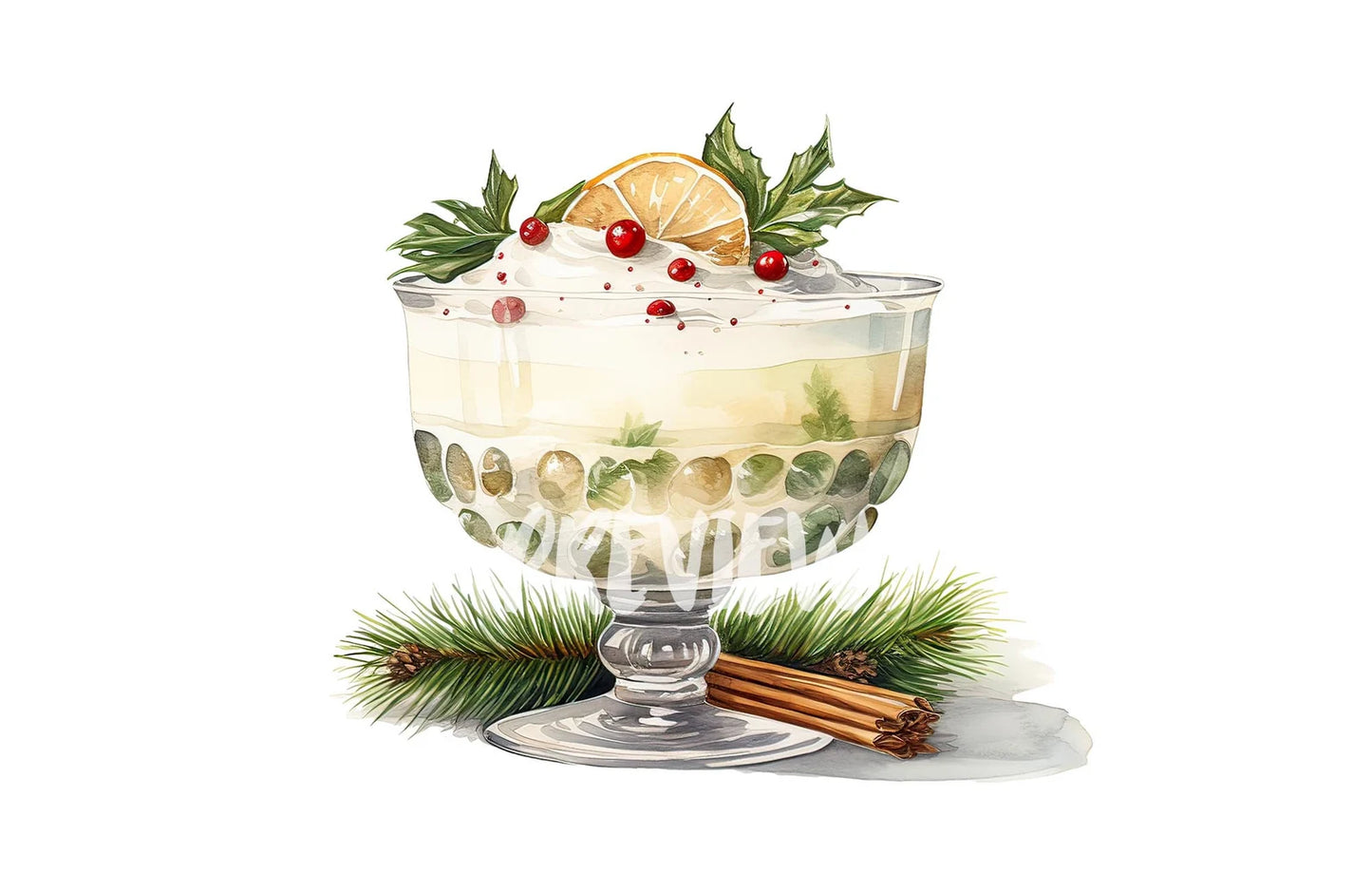 Watercolor Christmas Egg Nog clipart