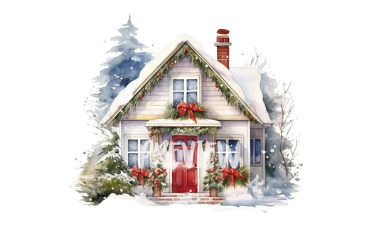 Watercolor Christmas Houses clipart
