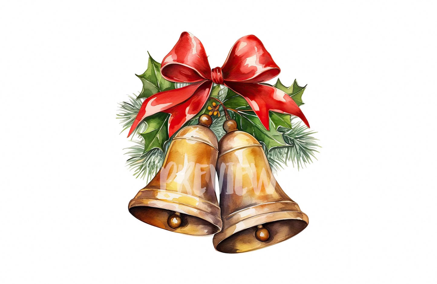 Watercolor Christmas Jingle Bells clipart