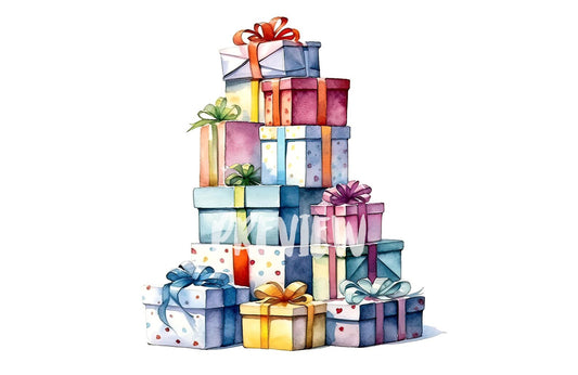 Watercolor Christmas Presents Gifts clipart