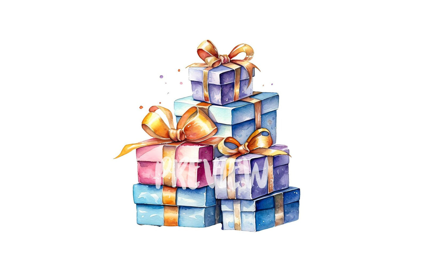 Watercolor Christmas Presents Gifts clipart