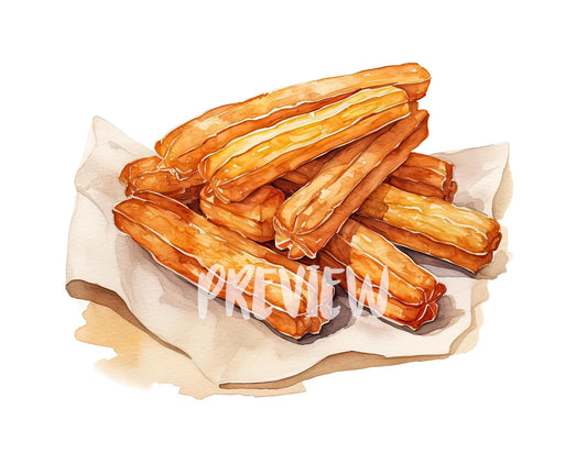 Watercolor Churros Clipart