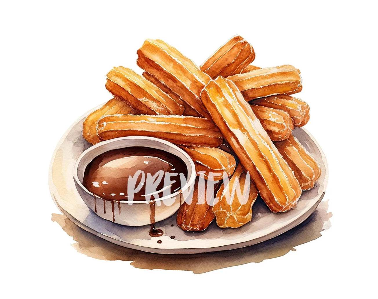 Watercolor Churros Clipart
