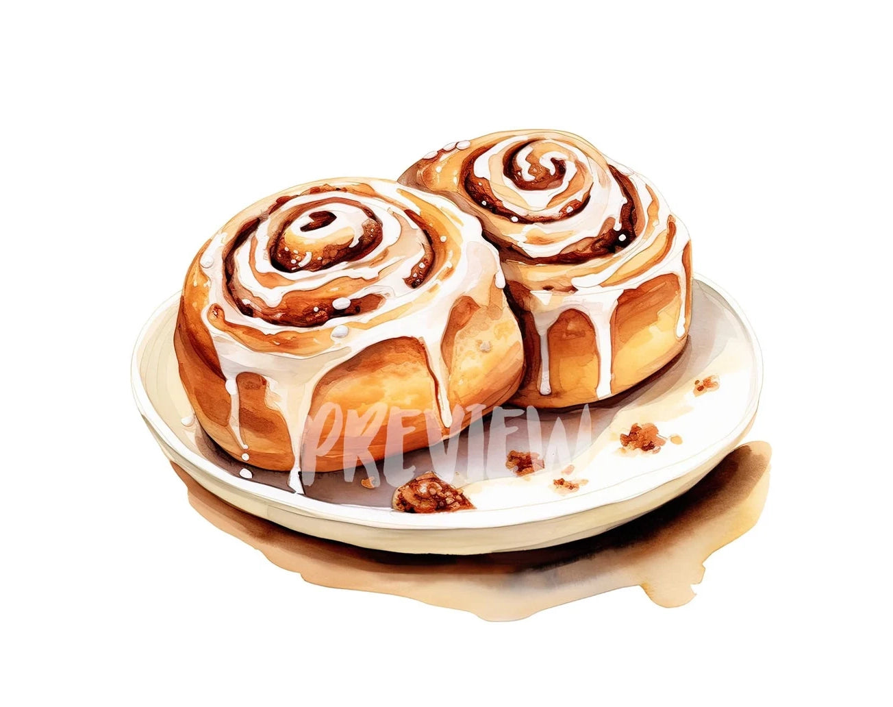 Watercolor Cinnamon Rolls Illustration