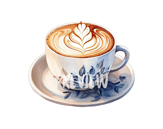 Watercolor Coffee Latte Art Clipart
