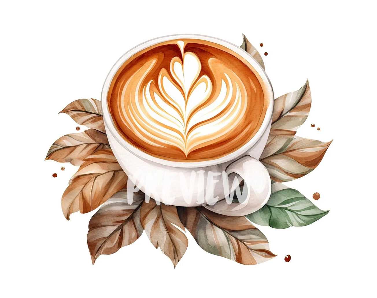 Watercolor Coffee Latte Art Clipart