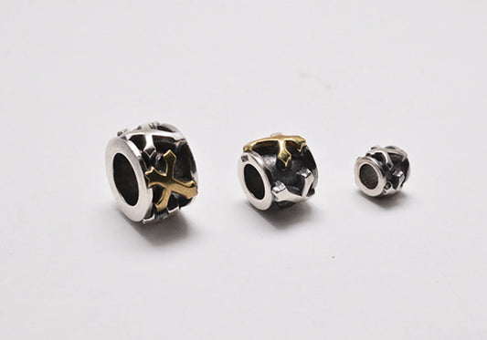 18K Gold Cross Spacer Beads