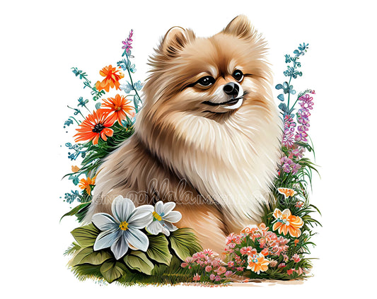 Pomeranian Puppy Digital Watercolor Clipart