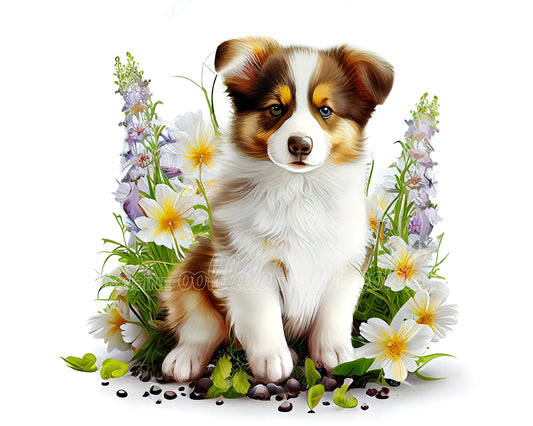 Collie Puppy Digital Watercolor Clipart