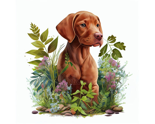 Vizsla Puppy Digital Watercolor Clipart