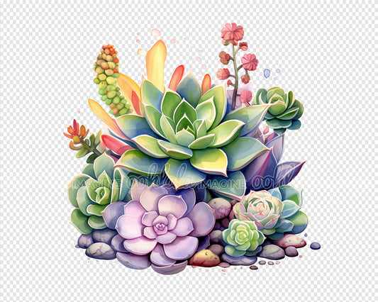 Assorted Succulents Watercolor Clipart